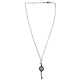 Tiffany & Co-TIFFANY & CO. Daisy Key Pendant Chain Necklace in Diamond and Silver Metal-Silvery