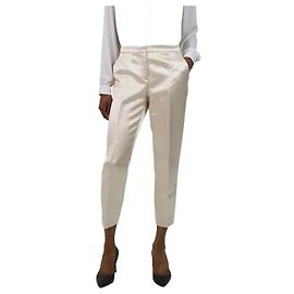 Theory Maßgeschneiderte Hose aus cremefarbenem Satin – Größe US 2 Roh