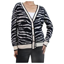 Autre Marque Blauer Cardigan mit Zebramuster – Größe S Blau