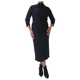 Apc Blaues, hochgeschlossenes, geripptes Midikleid – Größe M Blau
