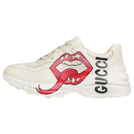 Gucci Baskets Rhyton imprimées bouche crème - taille EU 38.5 Écru