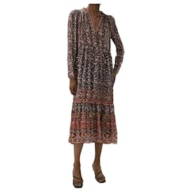 Ulla Johnson-Multi floral printed midi dress with metallic detail - size US 2-Multiple colors