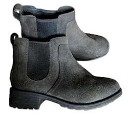 Ugg-Novas botas de couro forradas de pele UGG-Preto