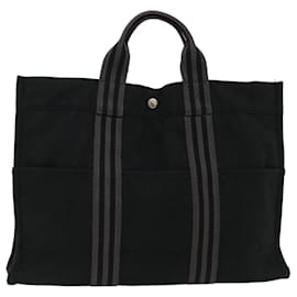 Hermès-HERMES Fourre Tout MM Hand Bag Canvas Black Auth bs6881-Black