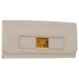 Prada-PRADA Long Wallet Safiano leather White Auth ep1249-White