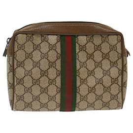 Gucci-GUCCI GG Canvas Web Sherry Line Handtasche Beige Rot 8901012 Auth ep1243-Rot,Beige