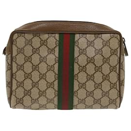 Gucci-GUCCI GG Canvas Web Sherry Line Handtasche Beige Rot 8901012 Auth ep1243-Rot,Beige