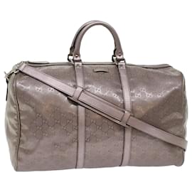 Gucci-GUCCI GG Implement Canvas Boston Bag Coated Canvas 2way Gray 216484 auth 49332-Grey