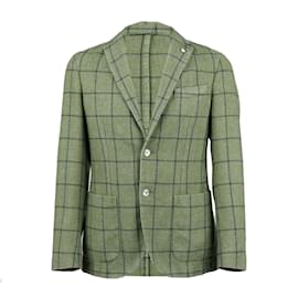 Autre Marque-l.b.M. 1911 Checkered Slim Fit Jacket-Green