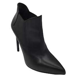 Saint Laurent-Saint Laurent Chelsea Black Pointed Toe High Heeled calf leather Leather Ankle Boots / Booties-Black