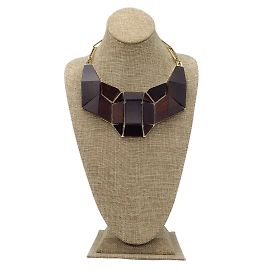 Gianfranco Ferré Gianfranco Ferre Vintage Marrom / Colar Geométrico Madeira e Metal Dourado Marrom