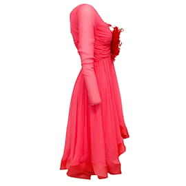 Giambattista Valli-Giambattista Valli Bouganville Seiden-Georgette-Kleid mit Blume-Pink
