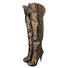 Giuseppe Zanotti-Giuseppe Zanotti Over-the-Knee Boots / golden python boots  37-Golden