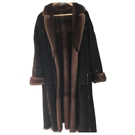 Gerard Darel Abrigo reversible Pelisse de visón y ante Marrón oscuro