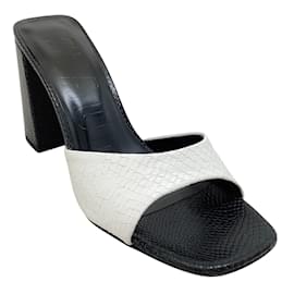  Leevar Square Toe Heels Sandals - White Black Nude Heels  Chunky Two Strap Low Heels for Women Leather Mule Sandals Slip On Block  Heels