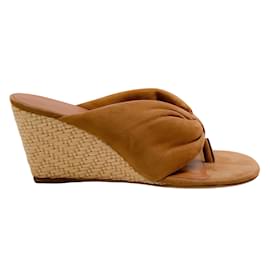 Staud-Staud Cashew Suede Dahlia Wedge Sandals-Brown