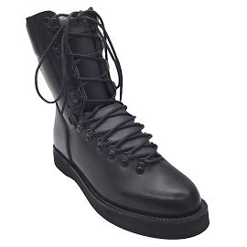 Y's by Yohji Yamamoto Botas de montanha de couro preto com cadarço Preto