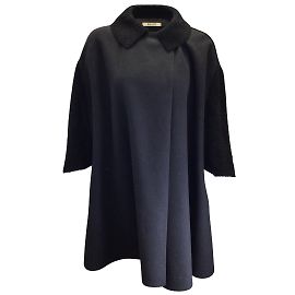 Bally Black Shearling Trimmed Wool Coat Black