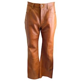Acne Studios Cognacbraune Patchwork-Lammlederhose Braun