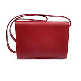Gucci-Vintage Red Leather Convertible Shoulder Bag Clutch-Red