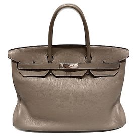 Hermès Birkin 40 Taurillon Clemence Leather Grey Grey