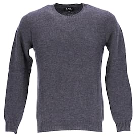 Apc-a.P.C. Knitted Crewneck Sweater in Grey Wool-Grey