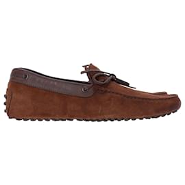 Tod's-Tod's Gommino Driving Shoes in Brown Suede-Brown