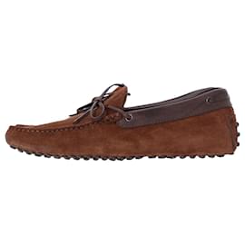 Tod's-Tod's Gommino Driving Shoes in Brown Suede-Brown