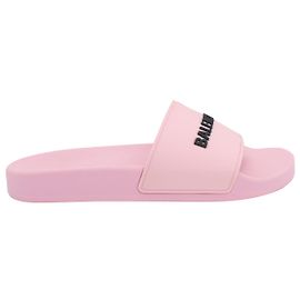 Balenciaga-Logo-Pool-Slides aus hellrosa Gummi Pink