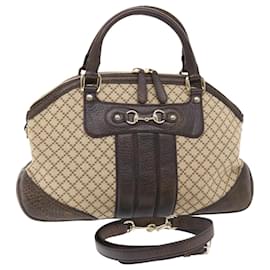 Gucci-Bolsa de mão GUCCI Diamante em couro de lona 2caminho Marrom Bege 247286 Autenticação tb817-Marrom,Bege