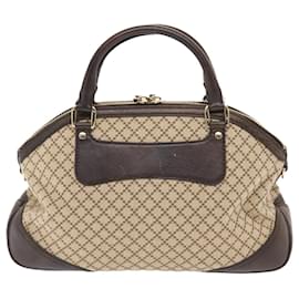 Gucci-GUCCI Diamante Hand Bag Canvas Leather 2way Brown Beige 247286 Auth tb817-Brown,Beige