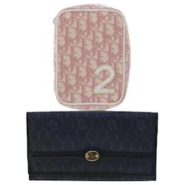 Christian Dior-Christian Dior Trotter Wallet Pouch PVC Leather 2Set Pink White Navy Auth bs7051-Pink,White,Navy blue