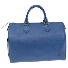 Louis Vuitton-Louis Vuitton Epi Speedy 30 Handtasche Toledo Blau M43005 LV Auth 49660-Andere