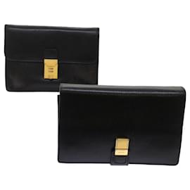 Bally-BALLY Clutch Bag Leather 2Set Black Auth bs6963-Black