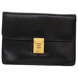 Bally-BALLY Clutch Bag Leather 2Set Black Auth bs6963-Black