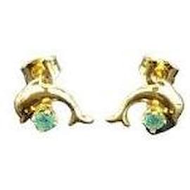 Vintage-Yellow gold dolphin earrings-Golden
