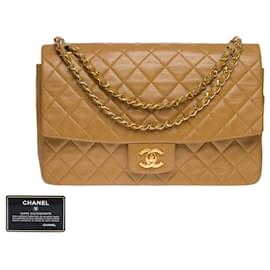 Chanel-Sac Chanel Timeless/Clássico em Couro Bege - 101322-Bege