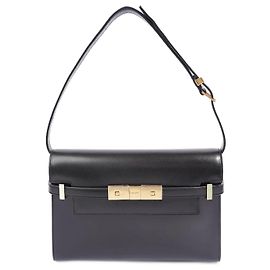 Borsa a tracolla Saint Laurent Manhattan piccola in pelle nera Nero