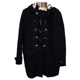 Burberry Brit Toggle Duffle Coat in Black Wool Black