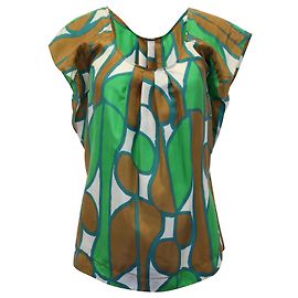 Camicetta girocollo stampata Diane Von Furstenberg in seta verde Altro