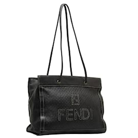 Fendi-Leather Tote Bag-Black