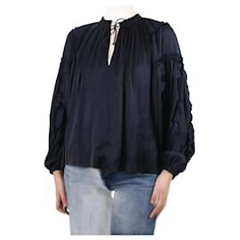 Ulla Johnson-Blue satin ruffled blouse - size US 6-Blue