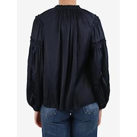 Ulla Johnson-Blue satin ruffled blouse - size US 6-Blue