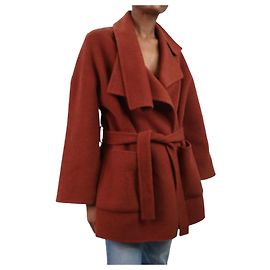 Vince Red belted wool-blend coat - size XS Red