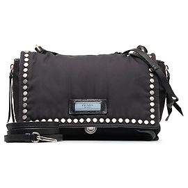 Borsa a tracolla Prada Black Tessuto Etiquette Nero