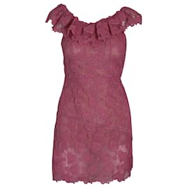 Miu Miu-Miu Miu Heart-Macramé Lace Mini Dress in Pink Cotton-Pink