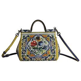 Dolce & Gabbana Bolsa Sicily Média Majólica com Estampa em Couro Multicolor Multicor