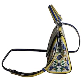 Dolce & Gabbana-Dolce & Gabbana Sicily Medium Majolica Print Handbag in Multicolor Leather-Multiple colors