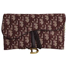 Dior Oblique Saddle Long Wallet on Chain in Multicolor Canvas Multiple colors