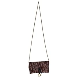 Dior-Dior Oblique Saddle Long Wallet on Chain in Multicolor Canvas-Multiple colors